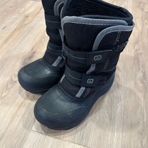 Children's Black Winter Boots with Gray Trim
